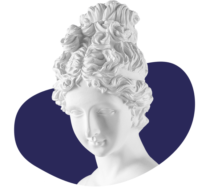 Photo of a white bust of a woman's face